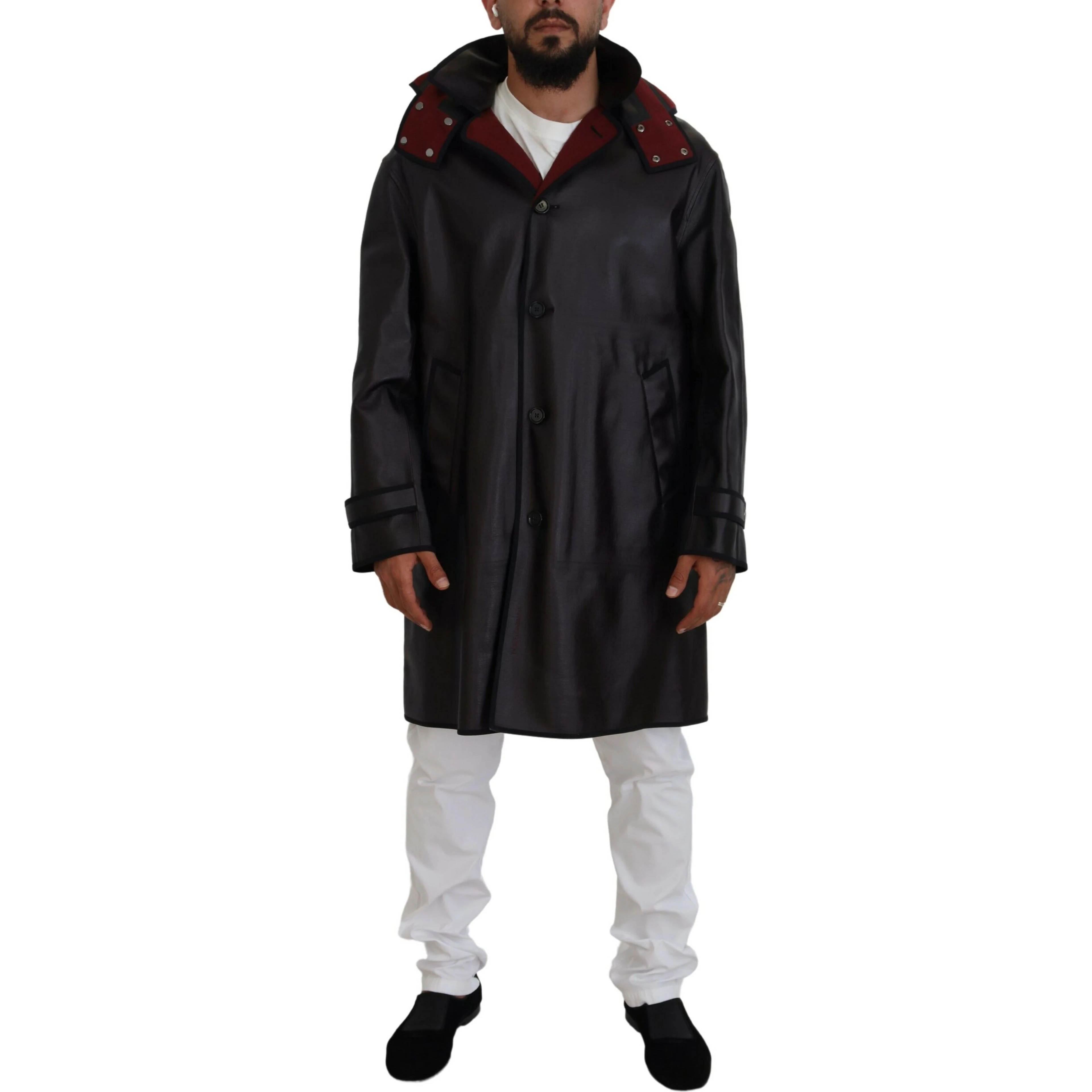 Black Trench Hooded Parka Cotton Jacket