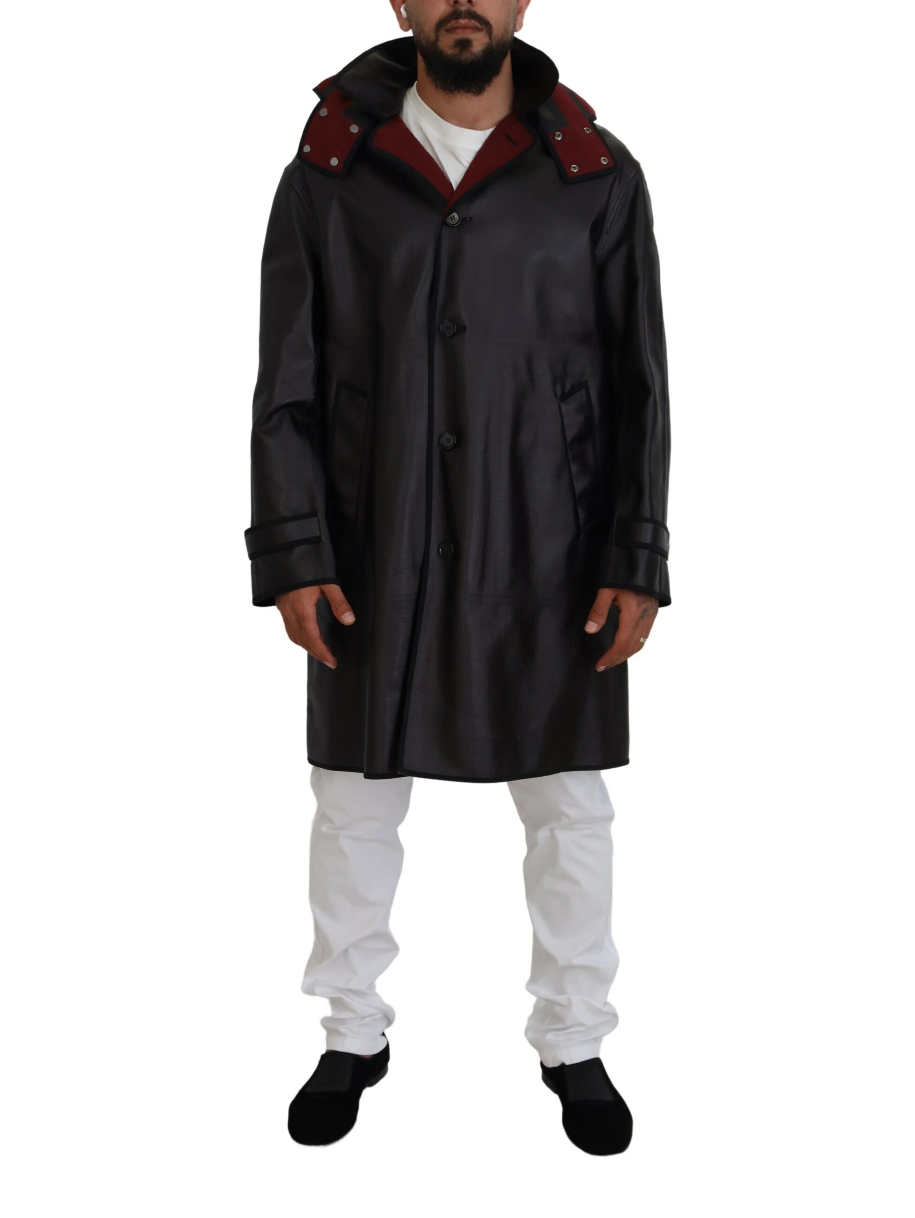 Black Trench Hooded Parka Cotton Jacket