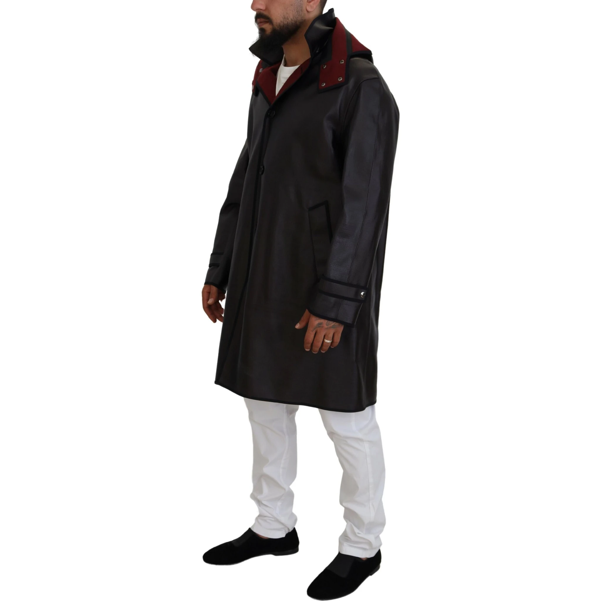 Black Trench Hooded Parka Cotton Jacket