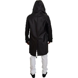 Black Trench Hooded Parka Cotton Jacket