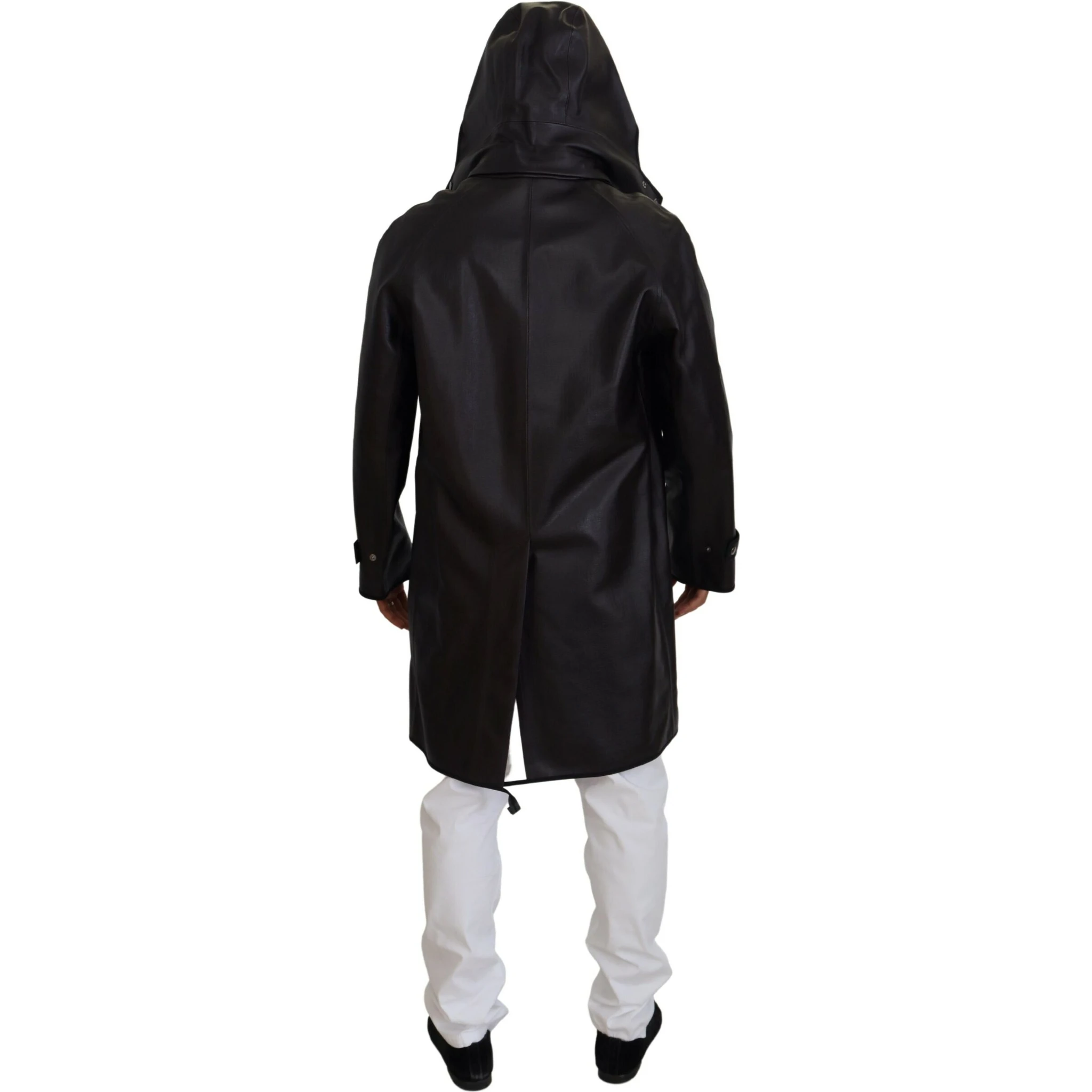 Black Trench Hooded Parka Cotton Jacket