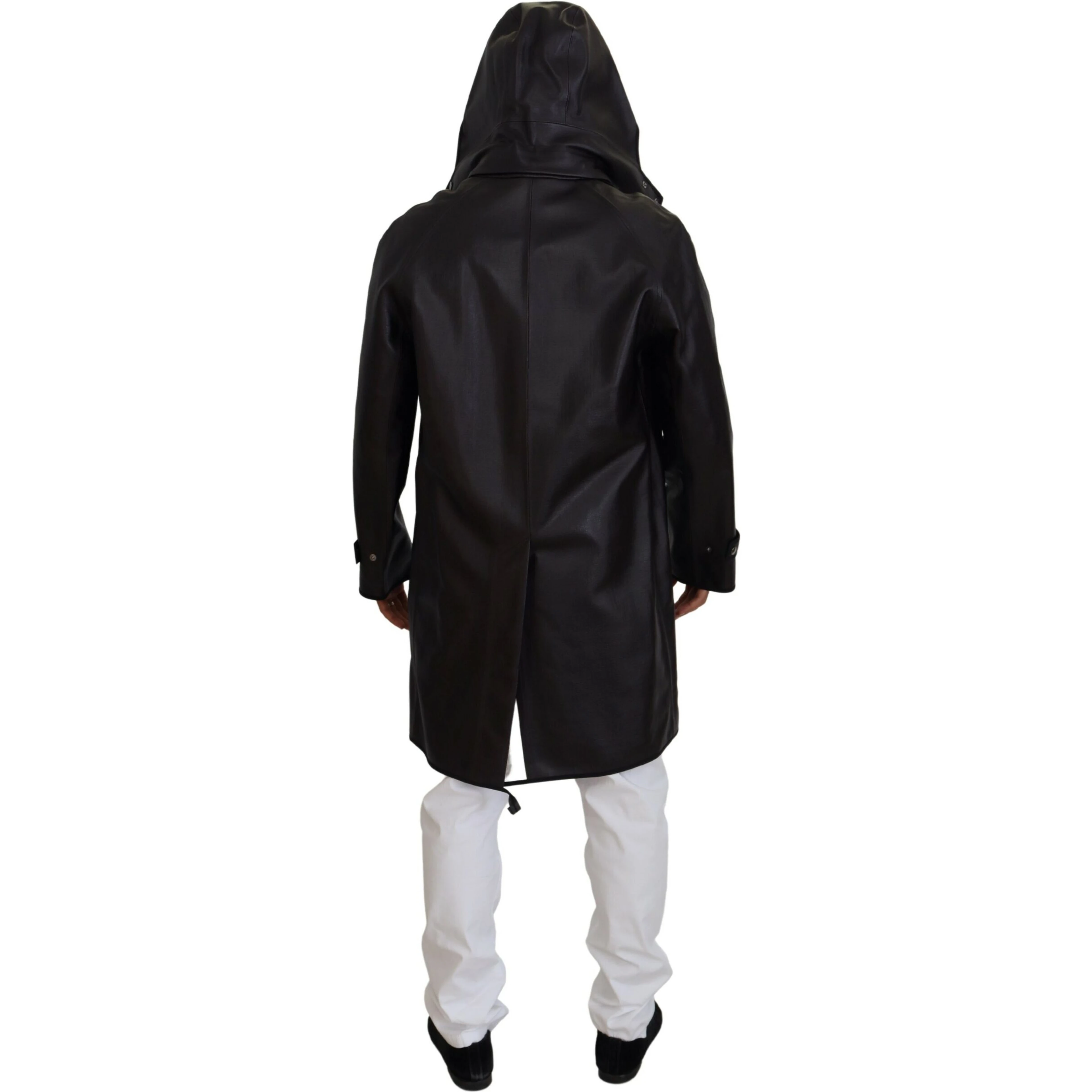 Black Trench Hooded Parka Cotton Jacket