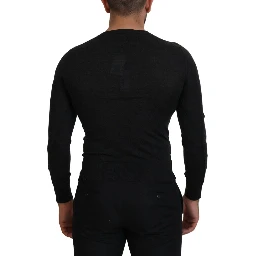 Gray Cashmere V-neck Gold Heart Sweater