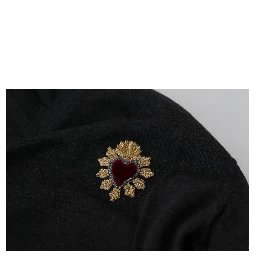 Gray Cashmere V-neck Gold Heart Sweater