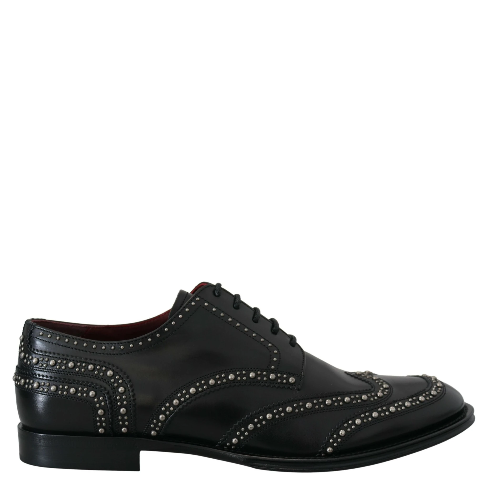 Black Leather Derby Dress Studded Shoes