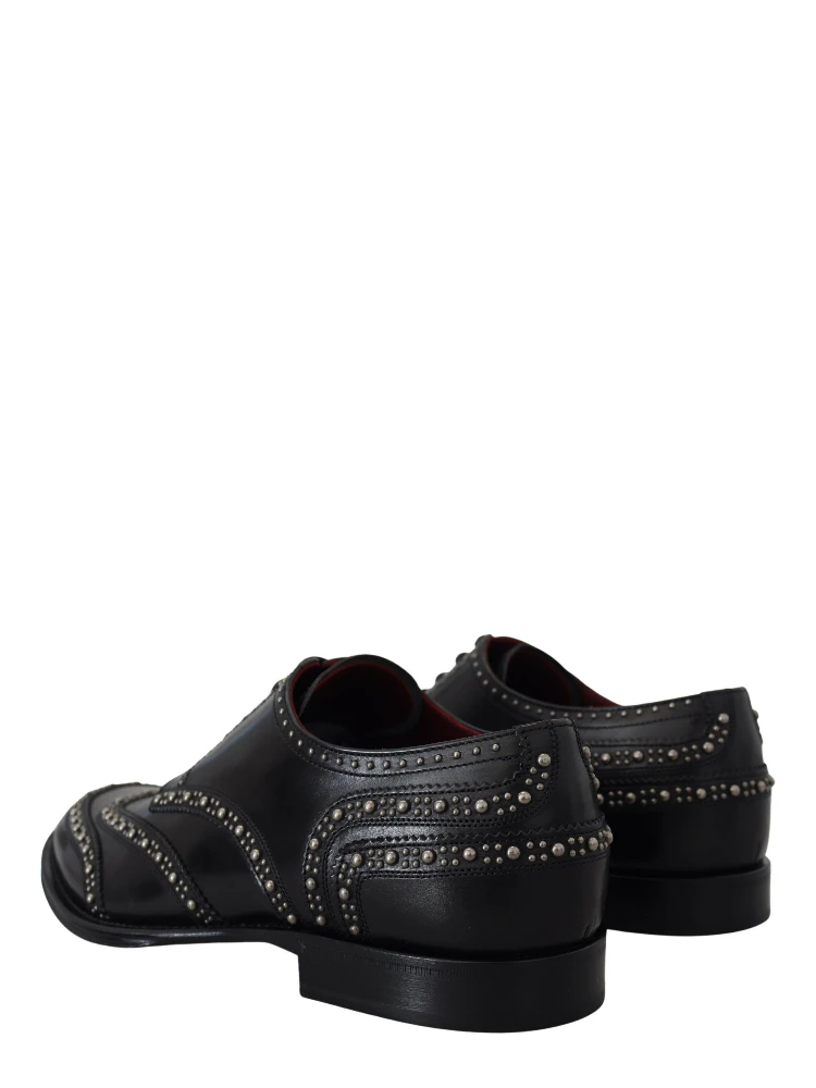 Black Leather Derby Dress Studded Shoes alternative