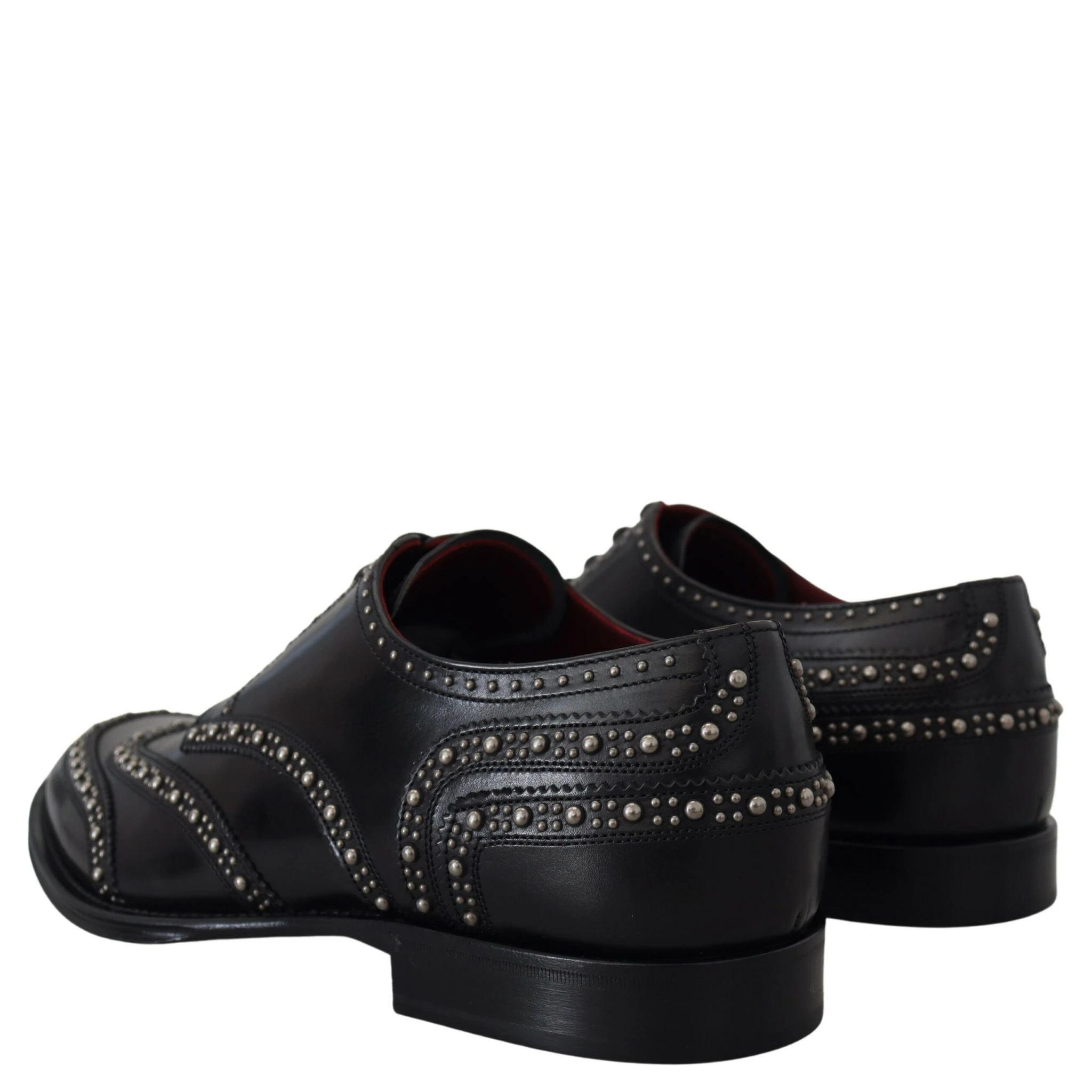 Black Leather Derby Dress Studded Shoes