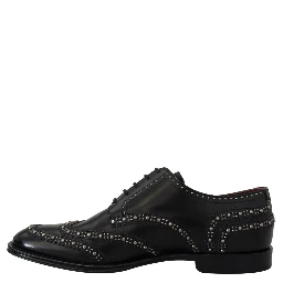 Black Leather Derby Dress Studded Shoes