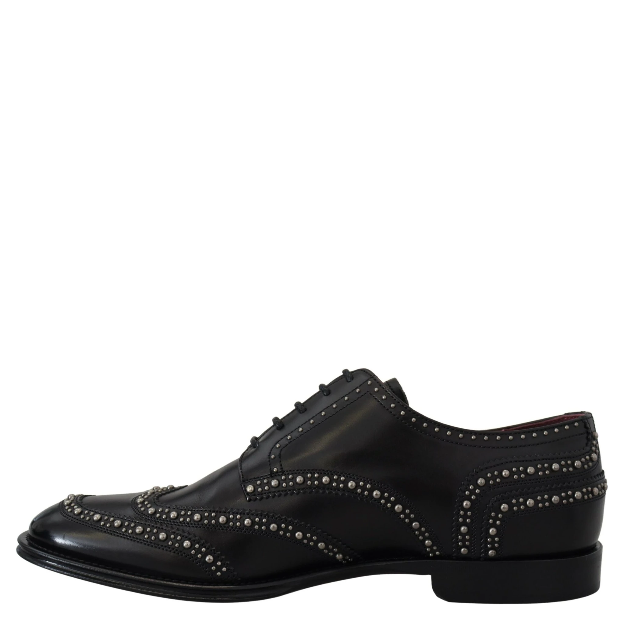 Black Leather Derby Dress Studded Shoes