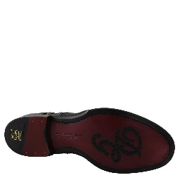 Black Leather Derby Dress Studded Shoes