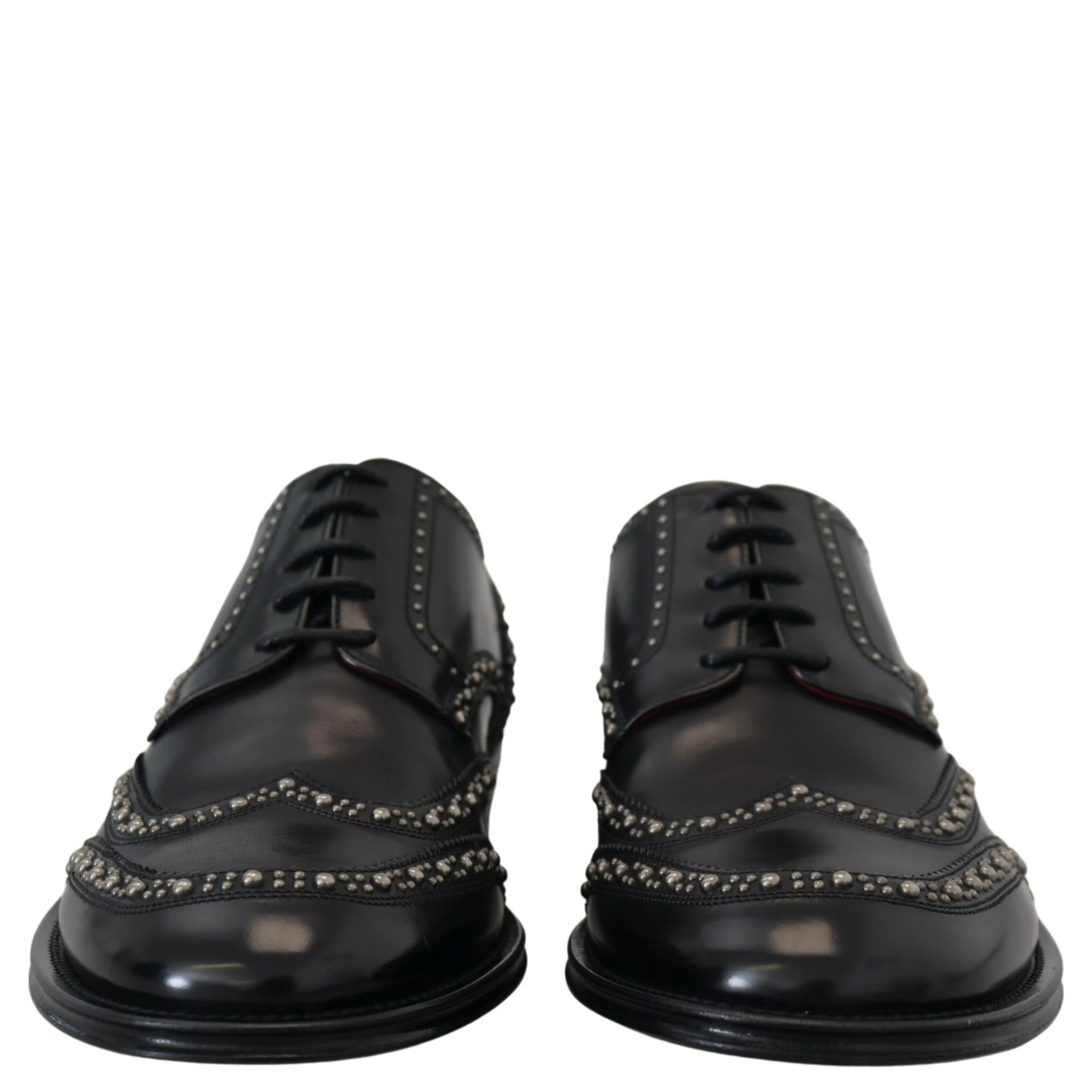Black Leather Derby Dress Studded Shoes