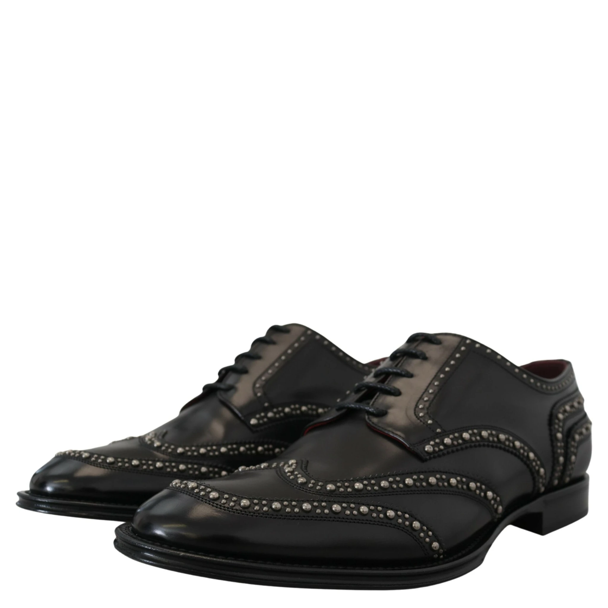 Black Leather Derby Dress Studded Shoes