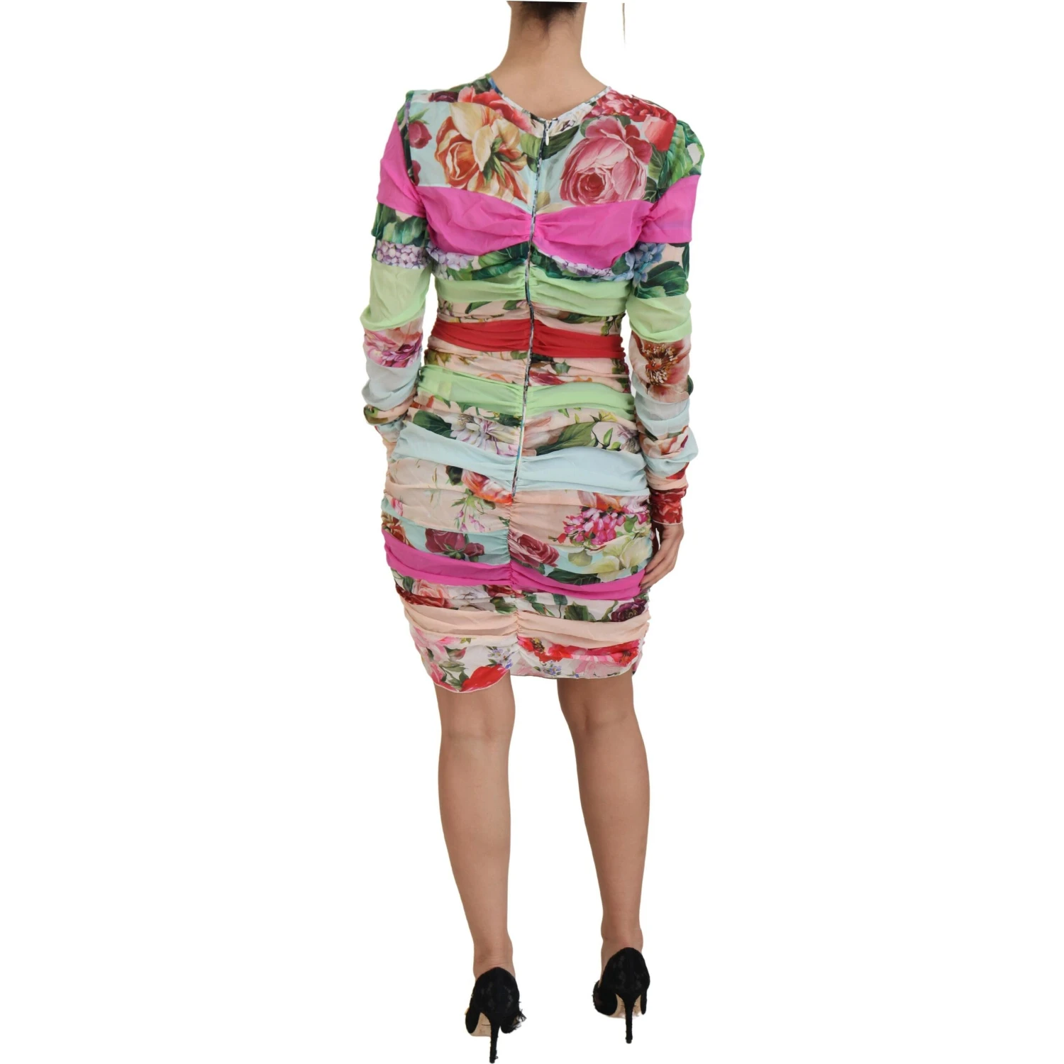 Multicolor Silk Floral Bodycon Sheath Dress