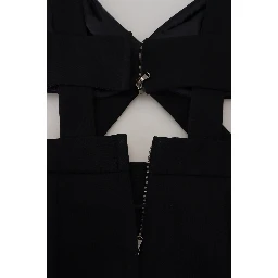Black Viscose Bodycon Sheath Midi Dress