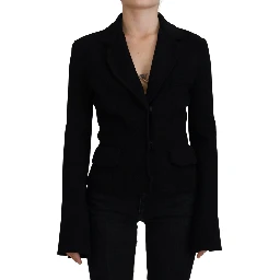 Black Button Cardigan Blazer Viscose Jacket