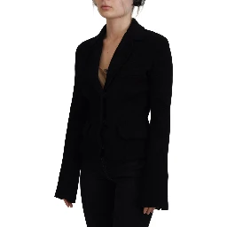 Black Button Cardigan Blazer Viscose Jacket