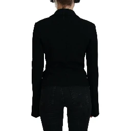 Black Button Cardigan Blazer Viscose Jacket