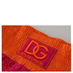 Pink Orange Lace Cotton High Waist Shorts