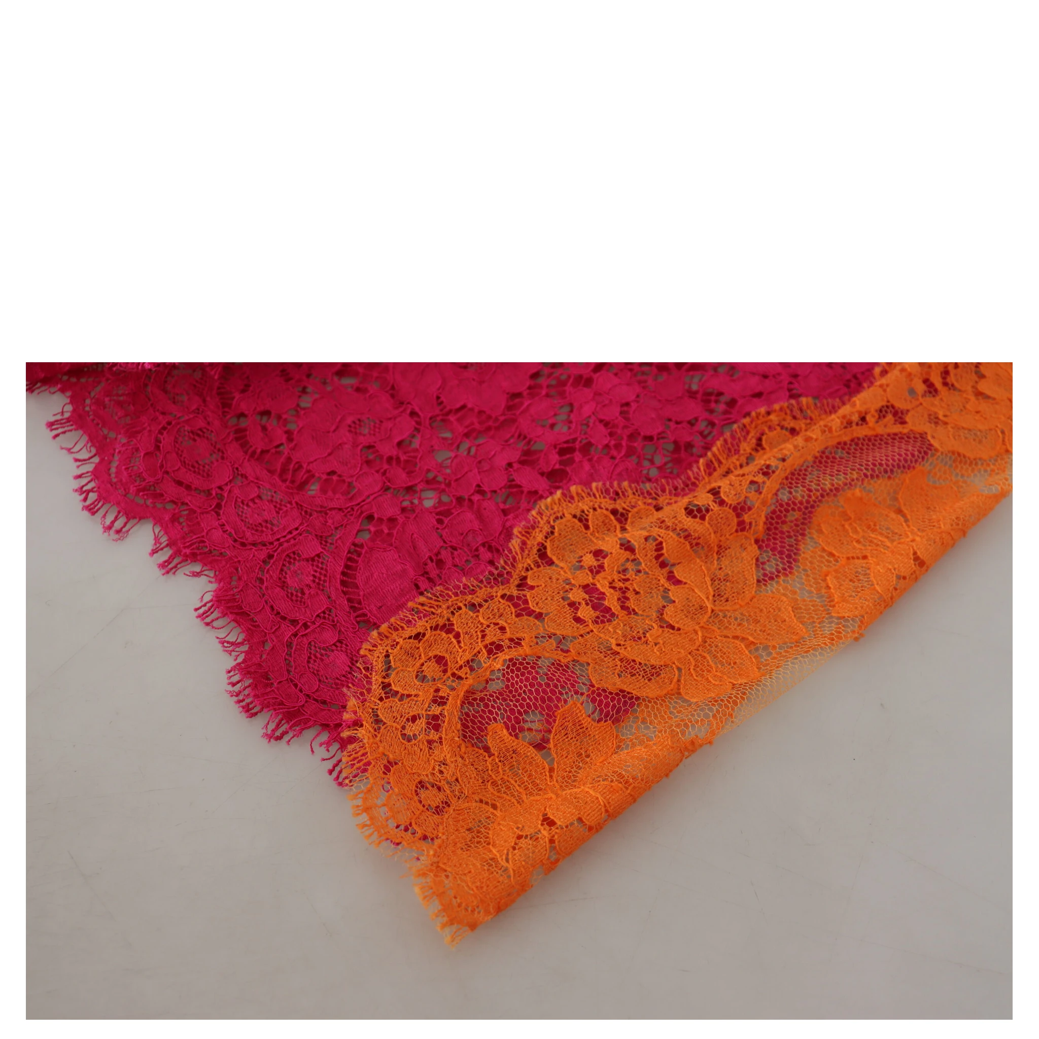 Pink Orange Lace Cotton High Waist Shorts