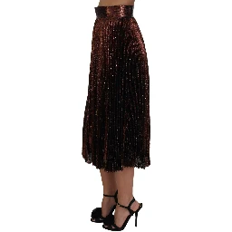 Bronze Sequined High Waist A-line Maxi Skirt
