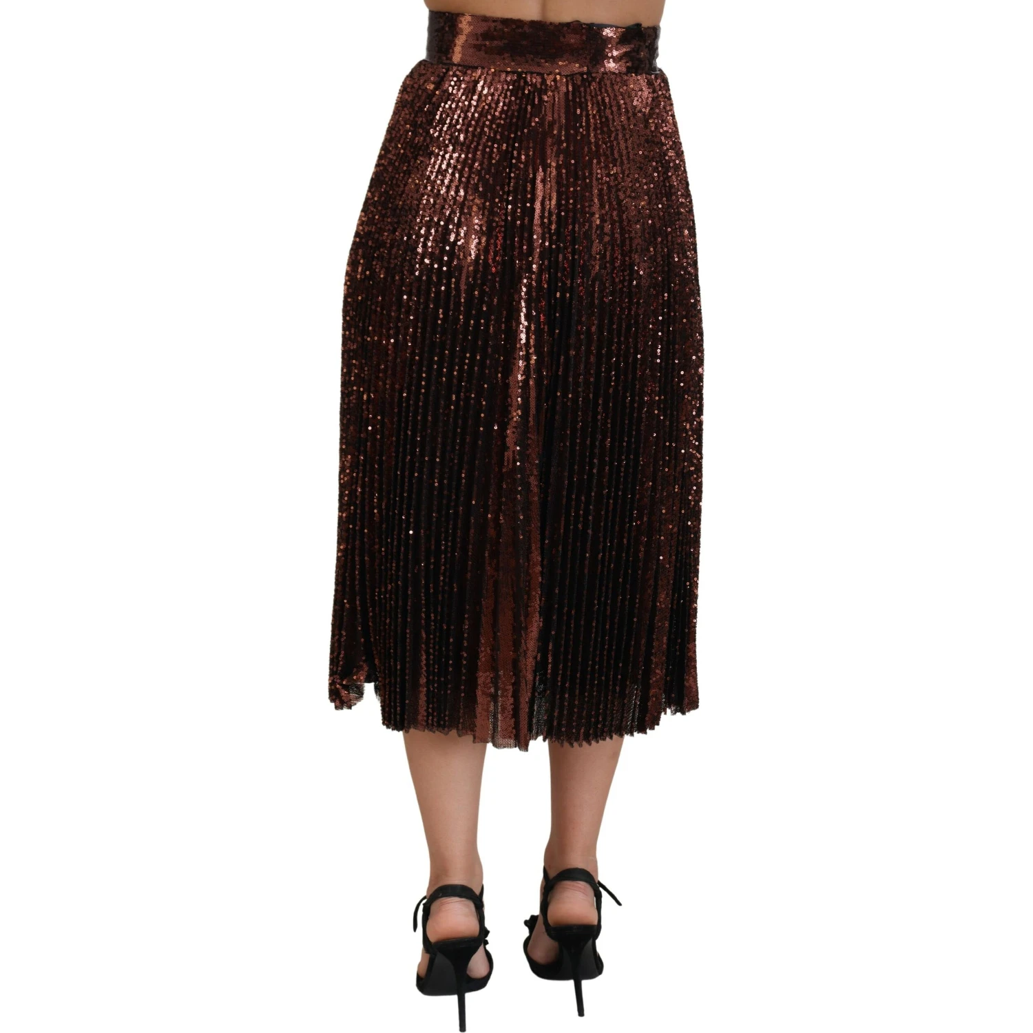Bronze Sequined High Waist A-line Maxi Skirt