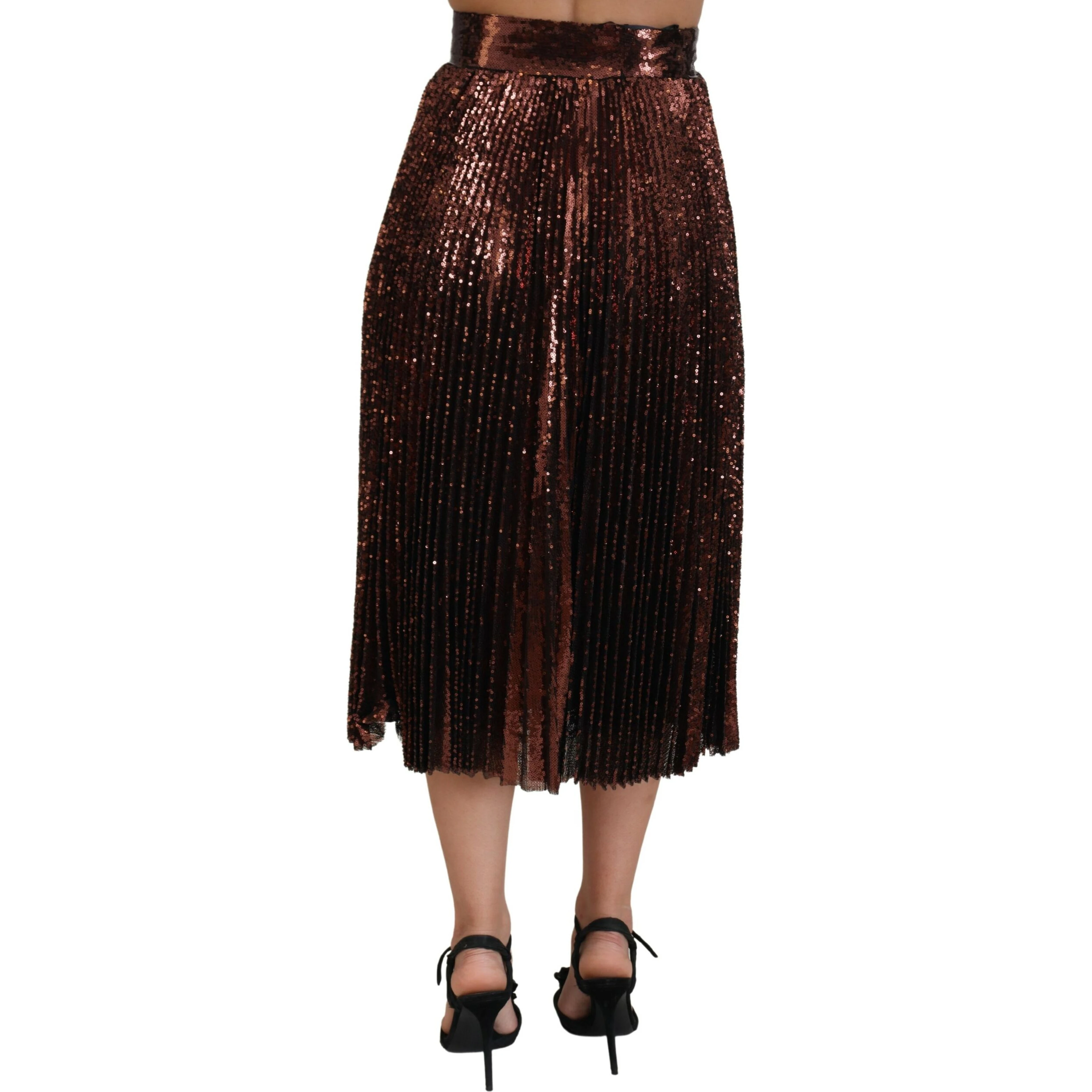 Bronze Sequined High Waist A-line Maxi Skirt