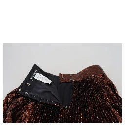Bronze Sequined High Waist A-line Maxi Skirt