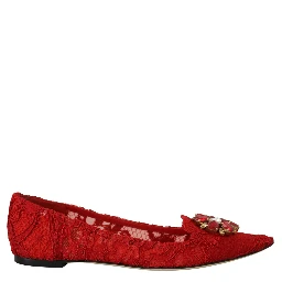 Red Taormina Crystals Loafers Flats Shoes