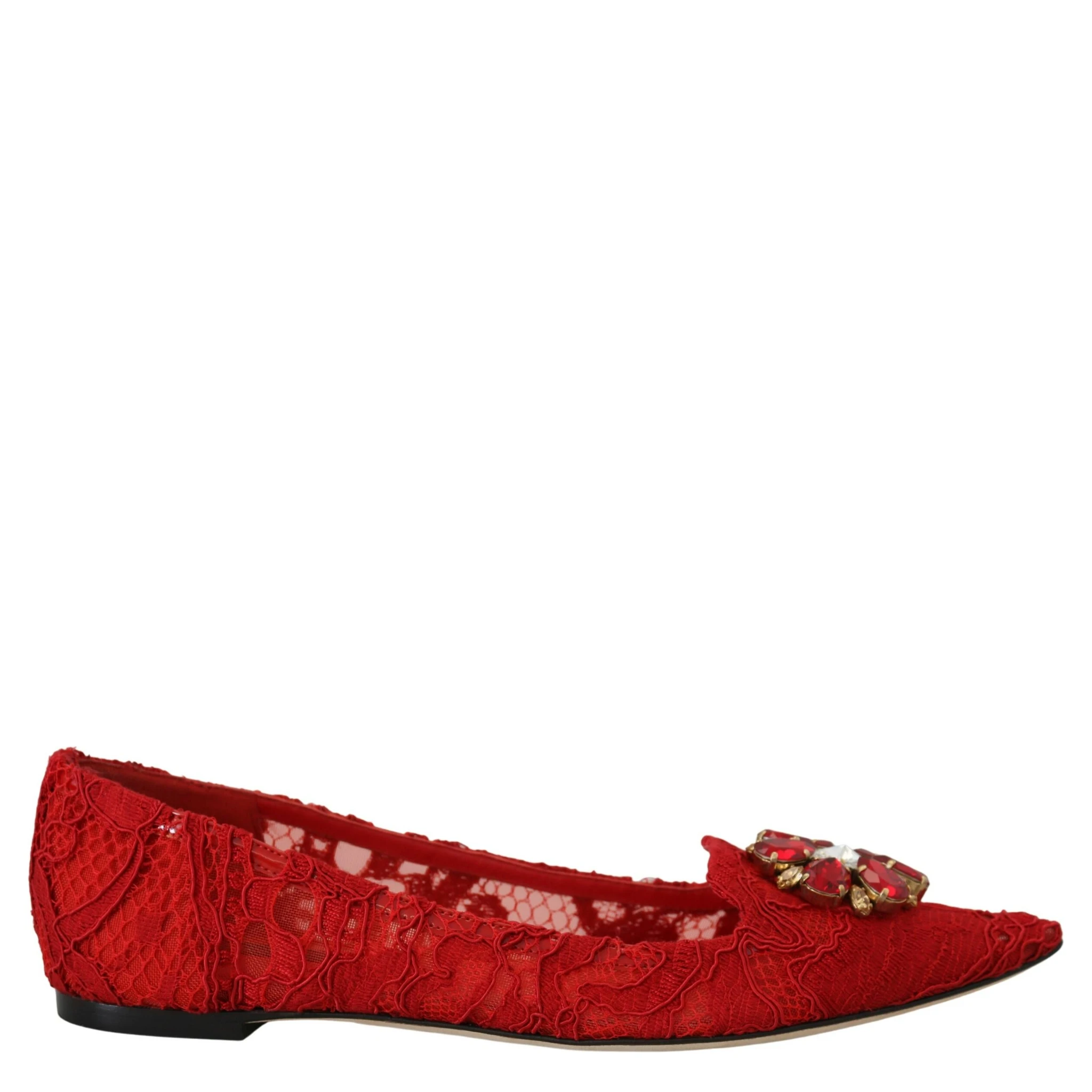 Red Taormina Crystals Loafers Flats Shoes