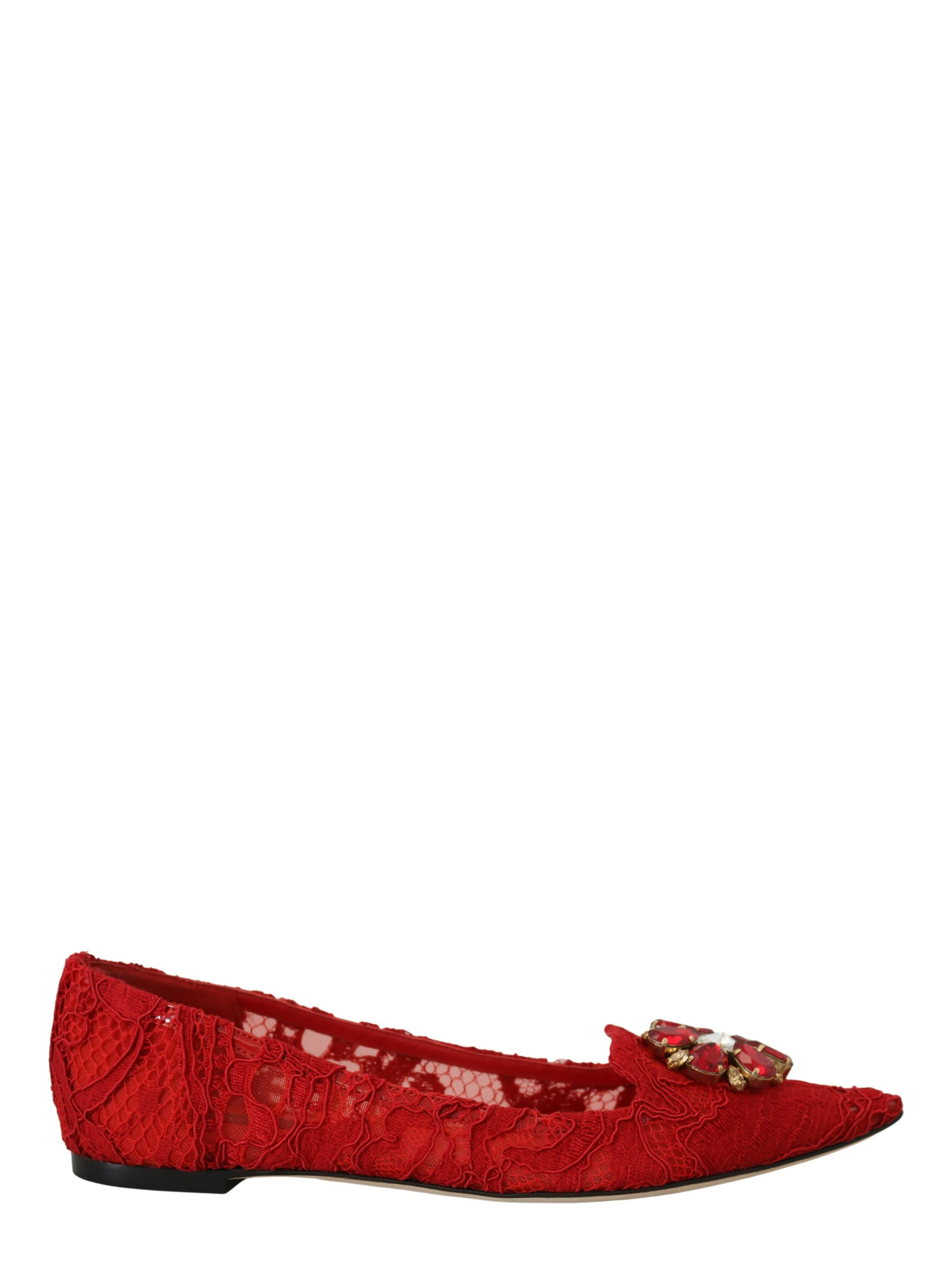 Red Taormina Crystals Loafers Flats Shoes