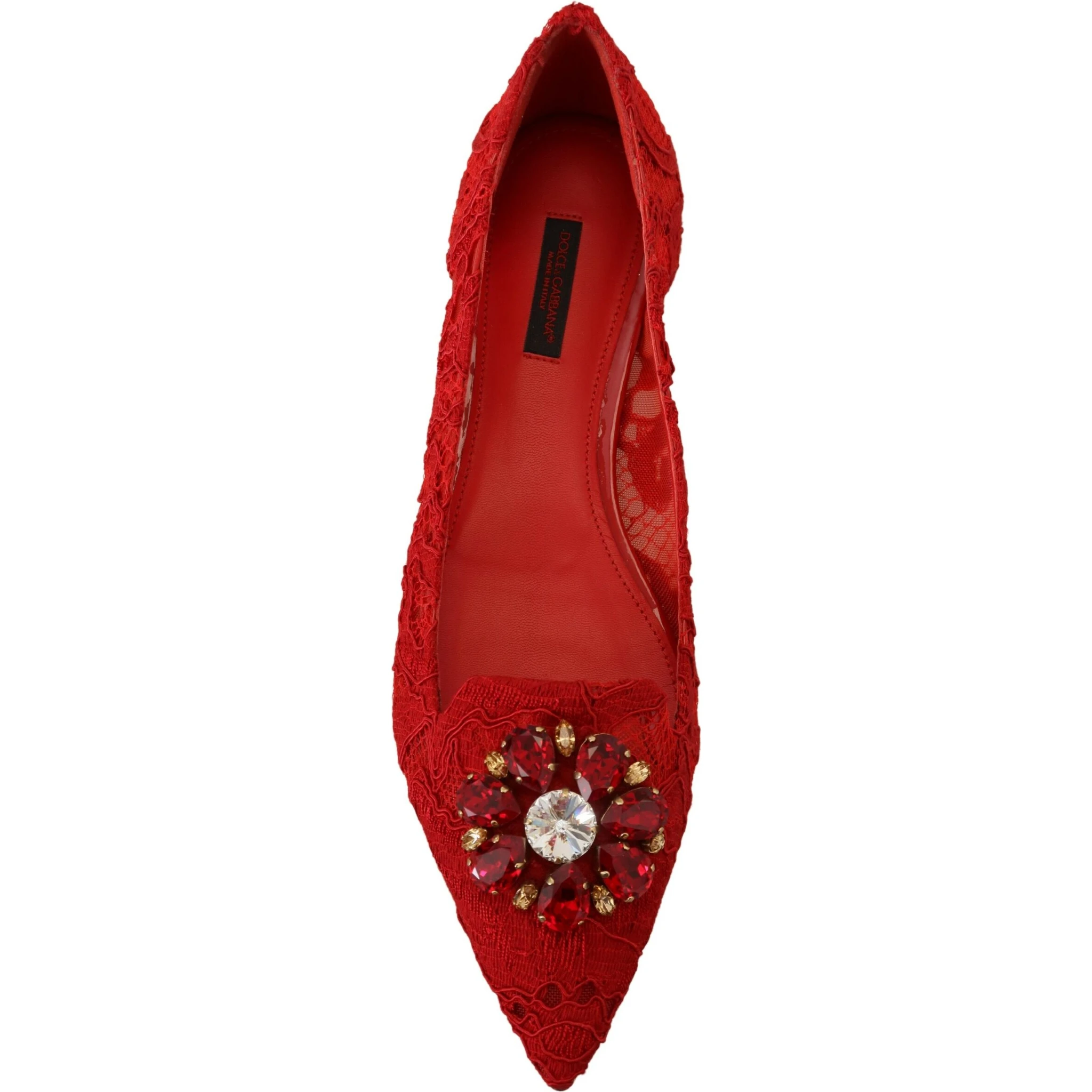 Red Taormina Crystals Loafers Flats Shoes