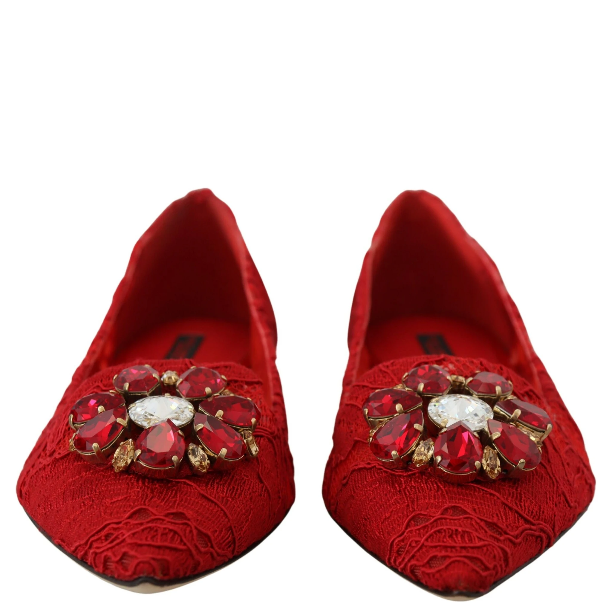 Red Taormina Crystals Loafers Flats Shoes