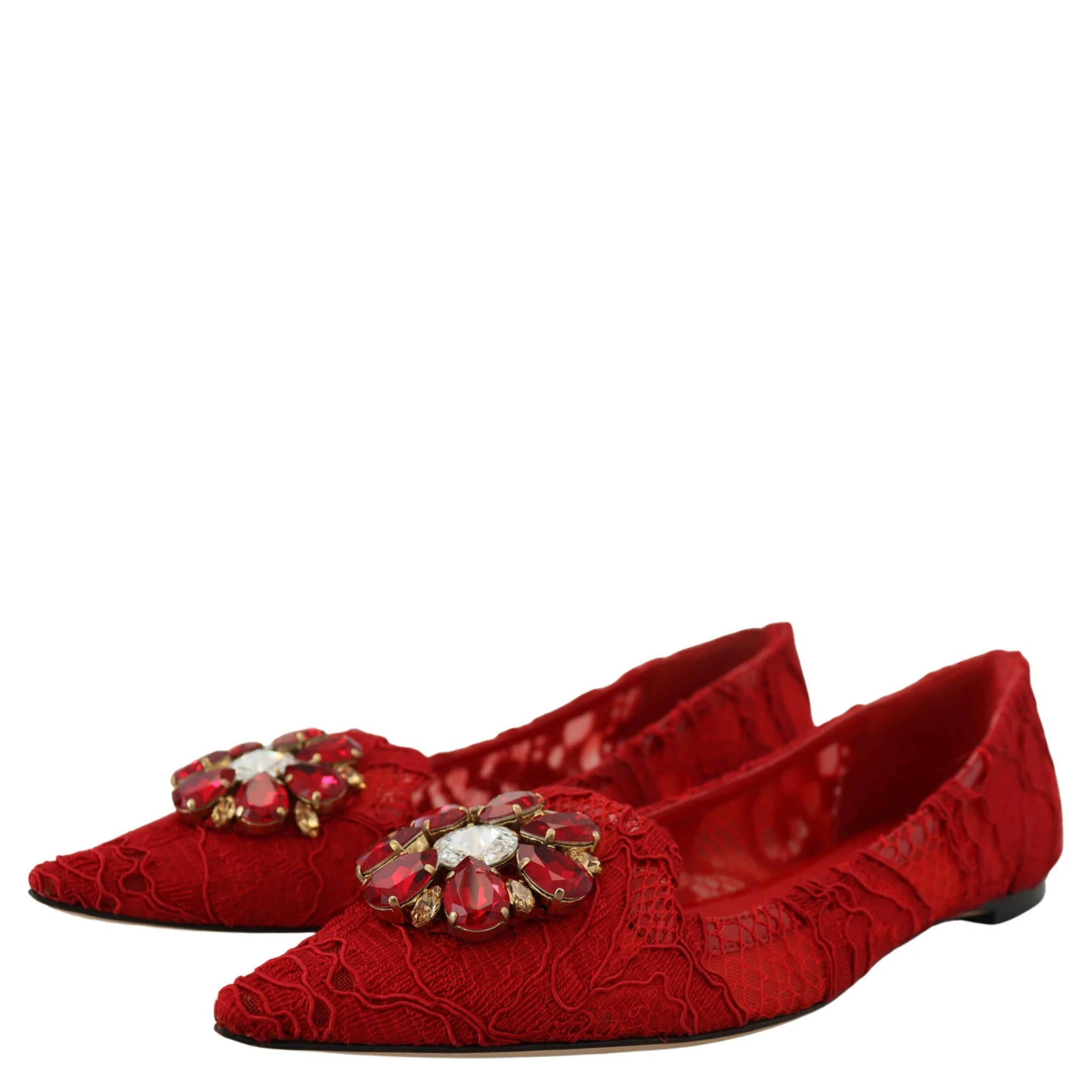 Red Taormina Crystals Loafers Flats Shoes