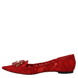 Red Taormina Crystals Loafers Flats Shoes