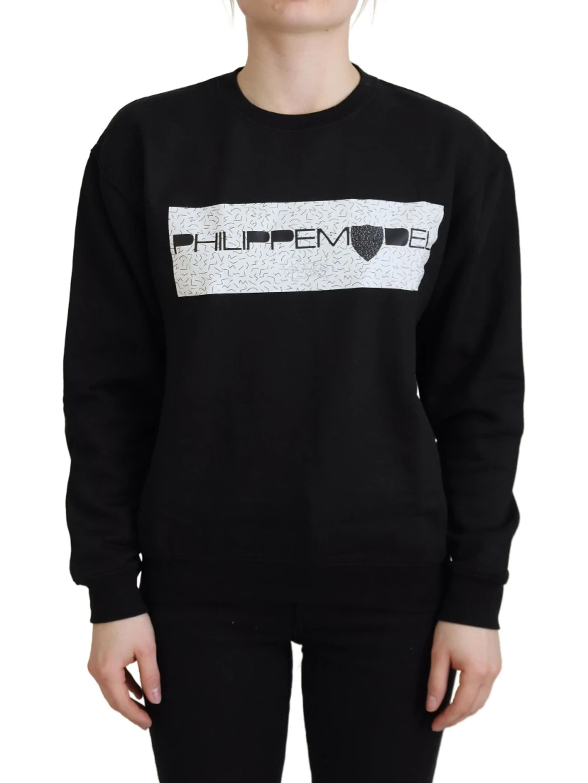 Black Printed Long Sleeves Pullover Sweater