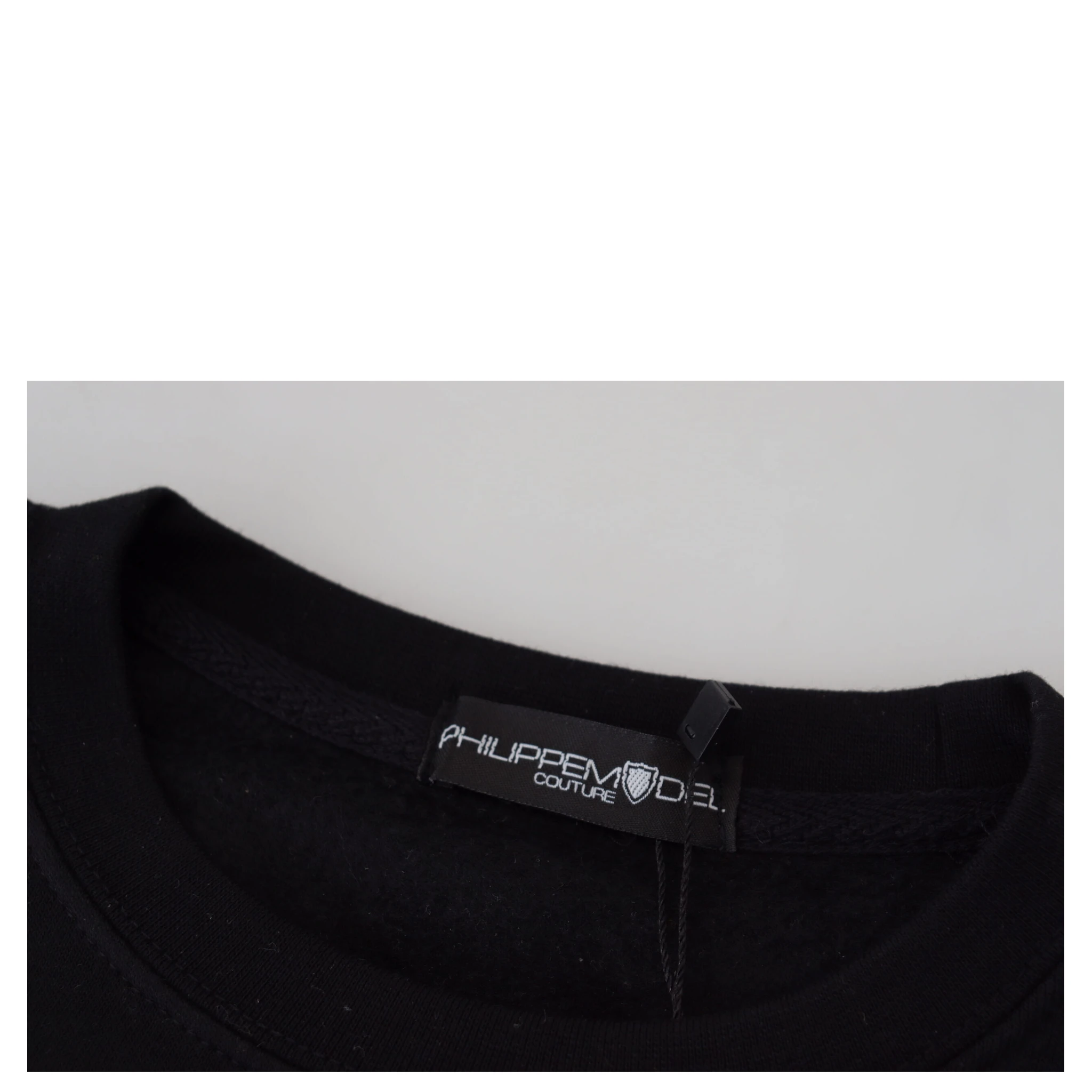 Black Printed Long Sleeves Pullover Sweater