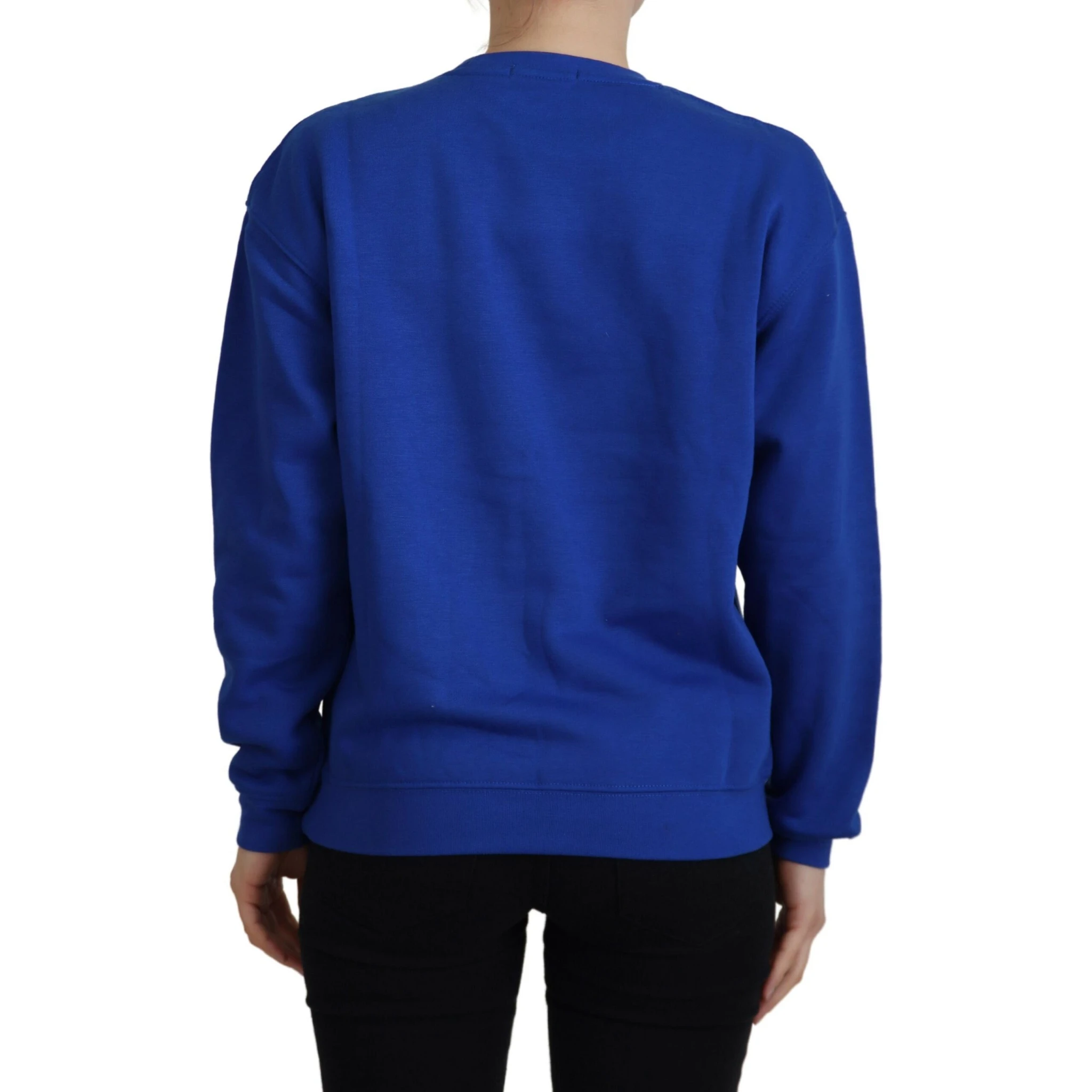 Blue Printed Long Sleeves Pullover Sweater