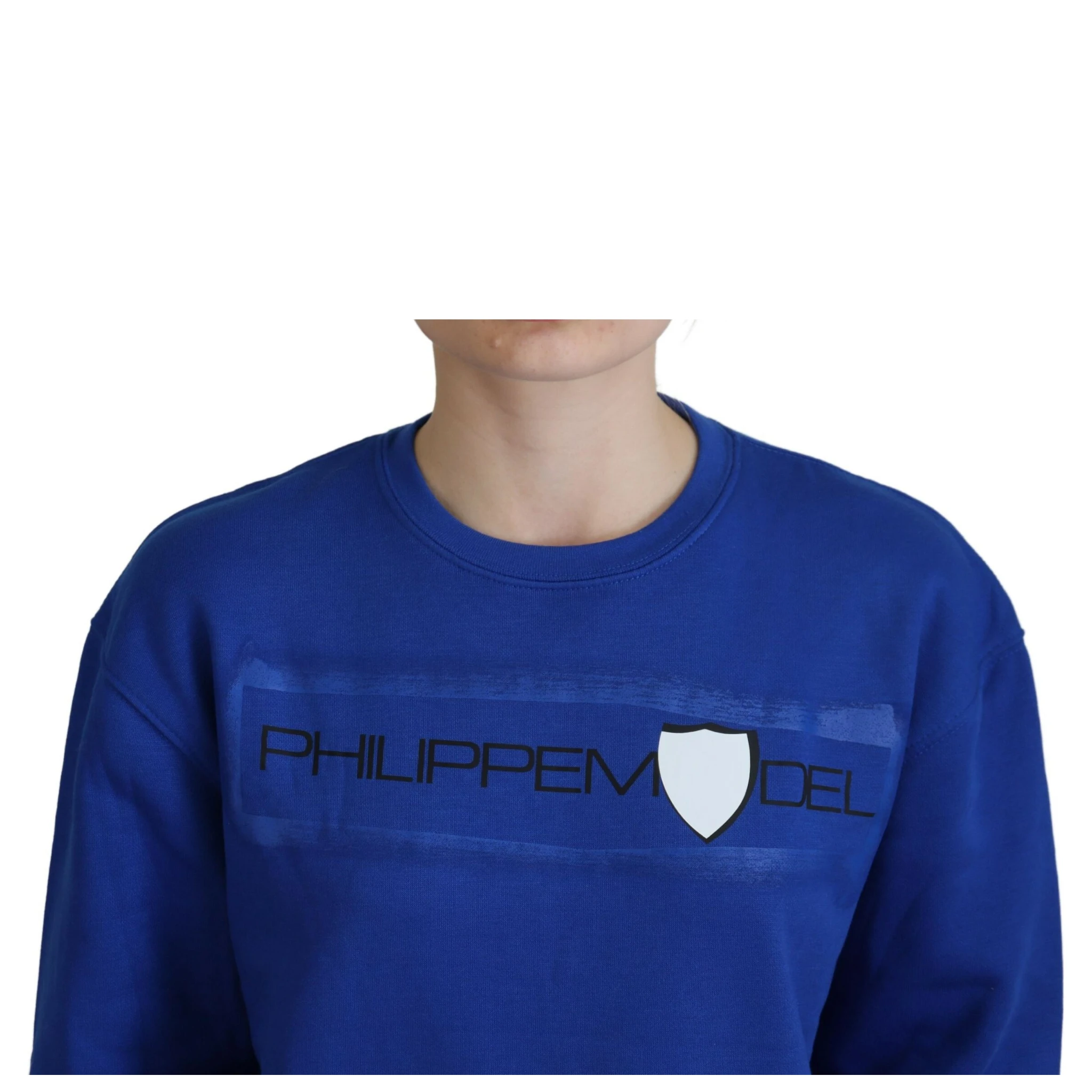 Blue Printed Long Sleeves Pullover Sweater