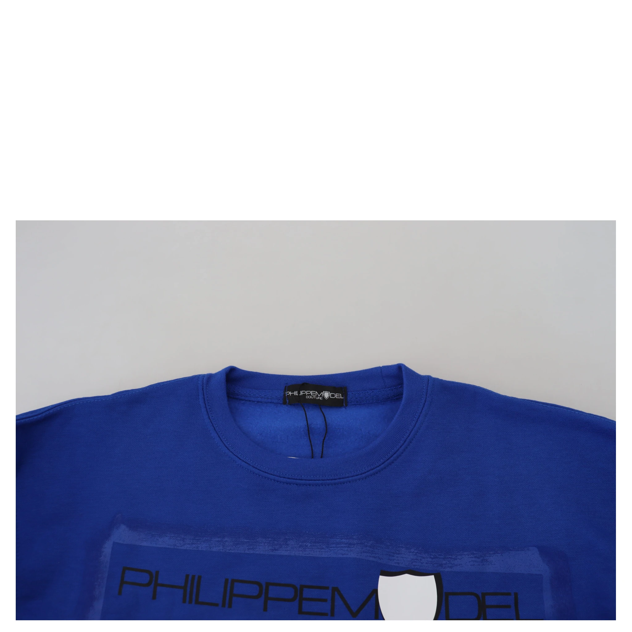 Blue Printed Long Sleeves Pullover Sweater