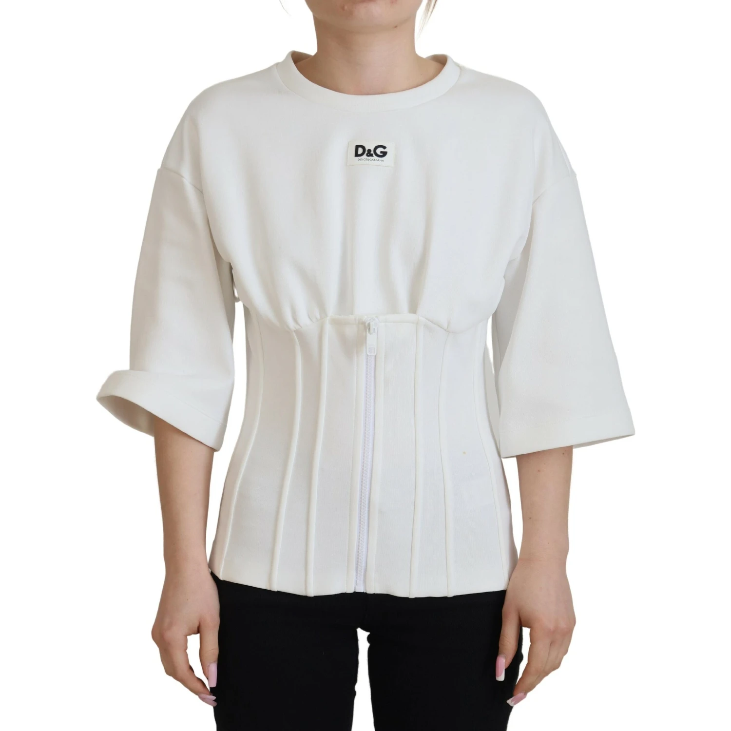 White Corset Stretch Cotton Top T-shirt