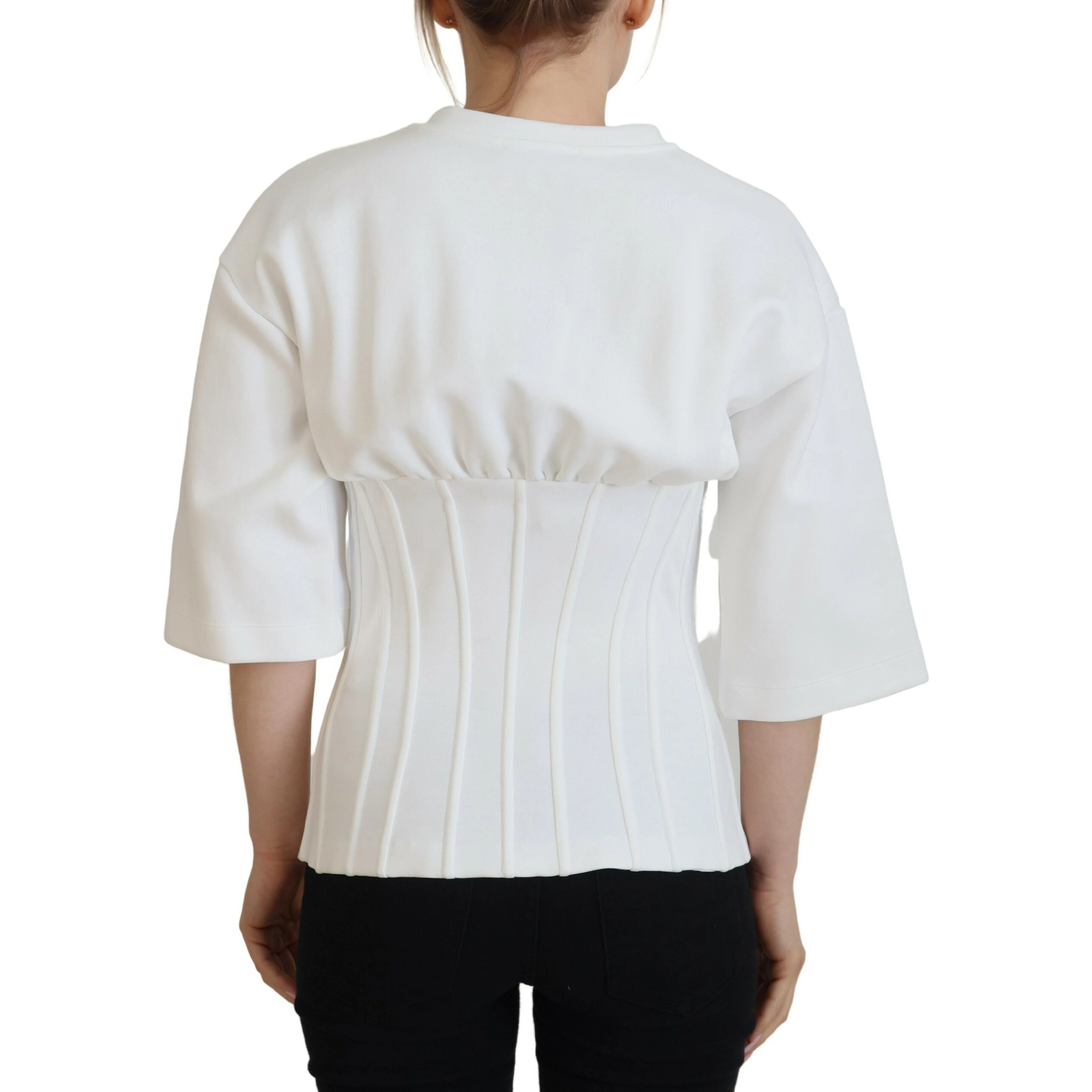 White Corset Stretch Cotton Top T-shirt