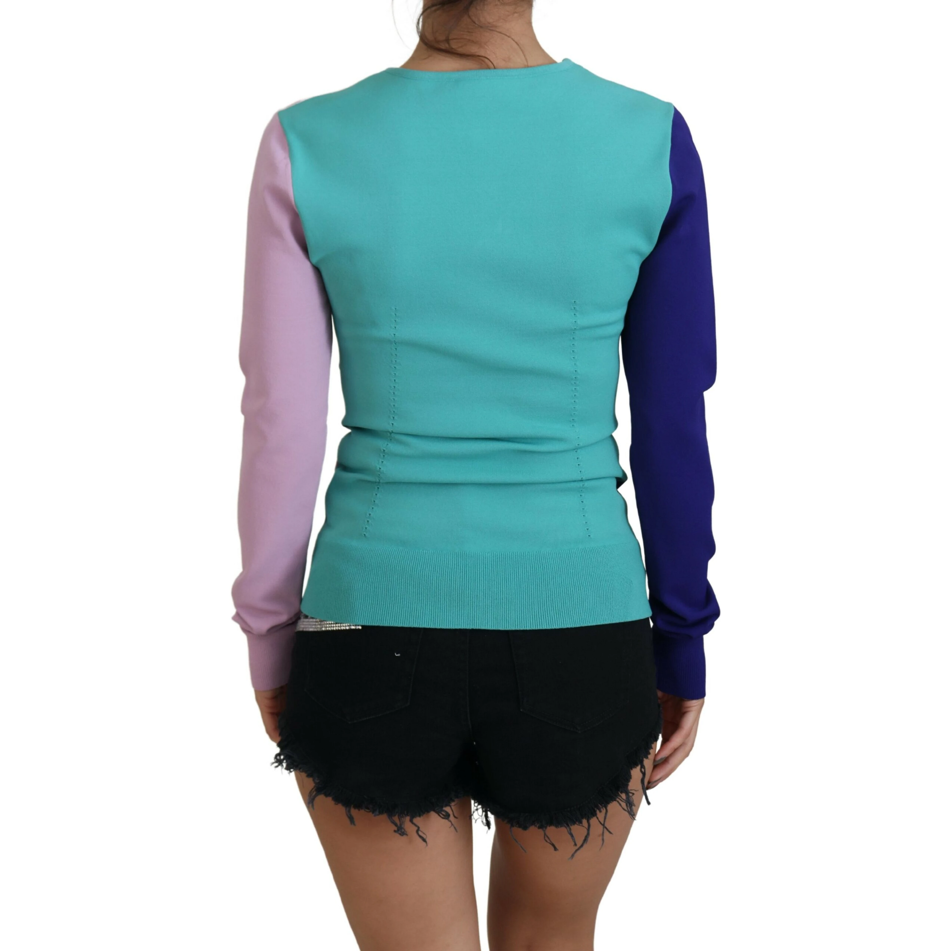 Multicolor V-neck Viscose Long Sleeves Sweater