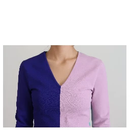 Multicolor V-neck Viscose Long Sleeves Sweater