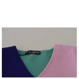 Multicolor V-neck Viscose Long Sleeves Sweater
