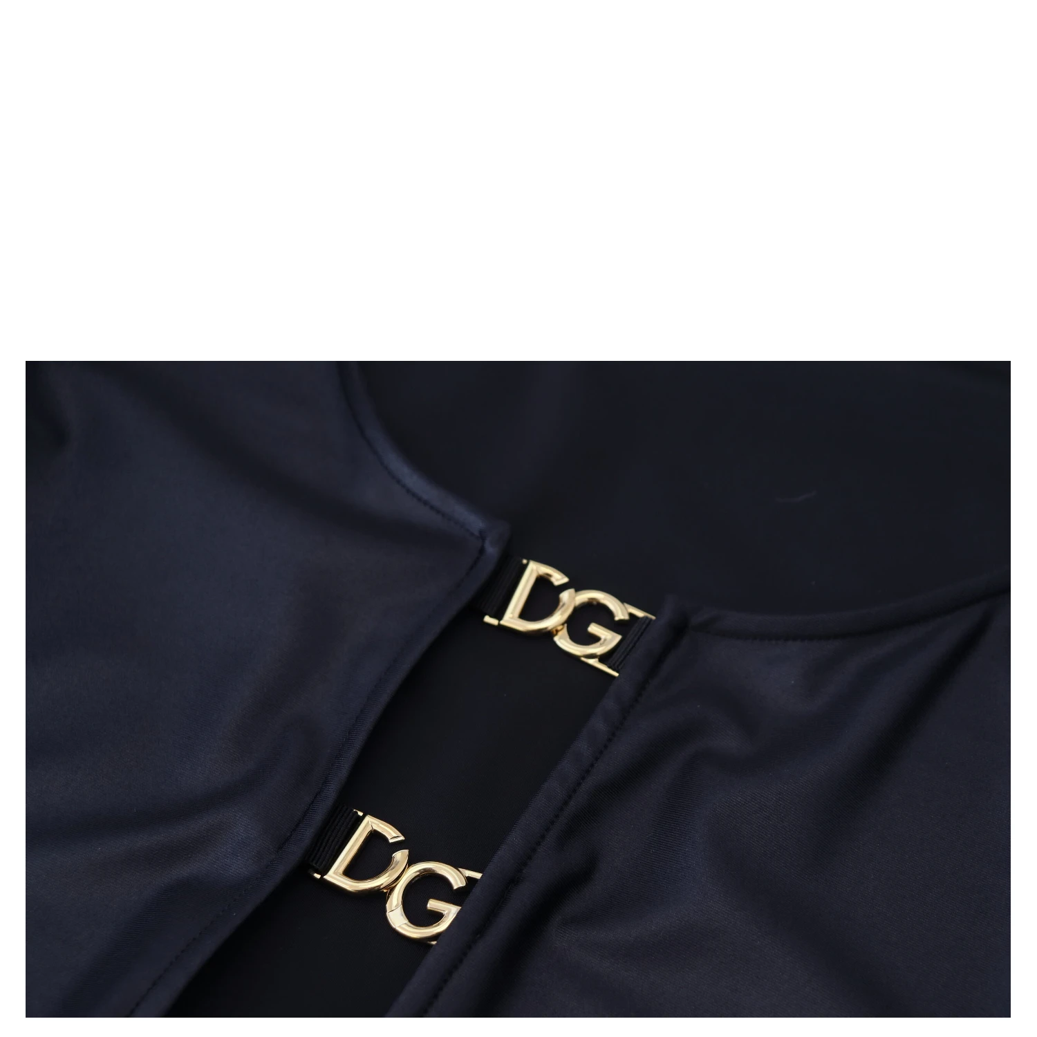 Black Cotton Stretch Open Chest 3/4 Sleeve Top