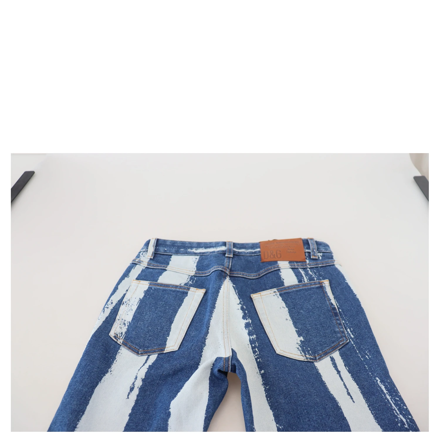 Cobalt Blue Stripes Skinny Denim Cotton Jeans