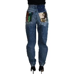 Blue Tattered Skinny Denim Cotton Jeans
