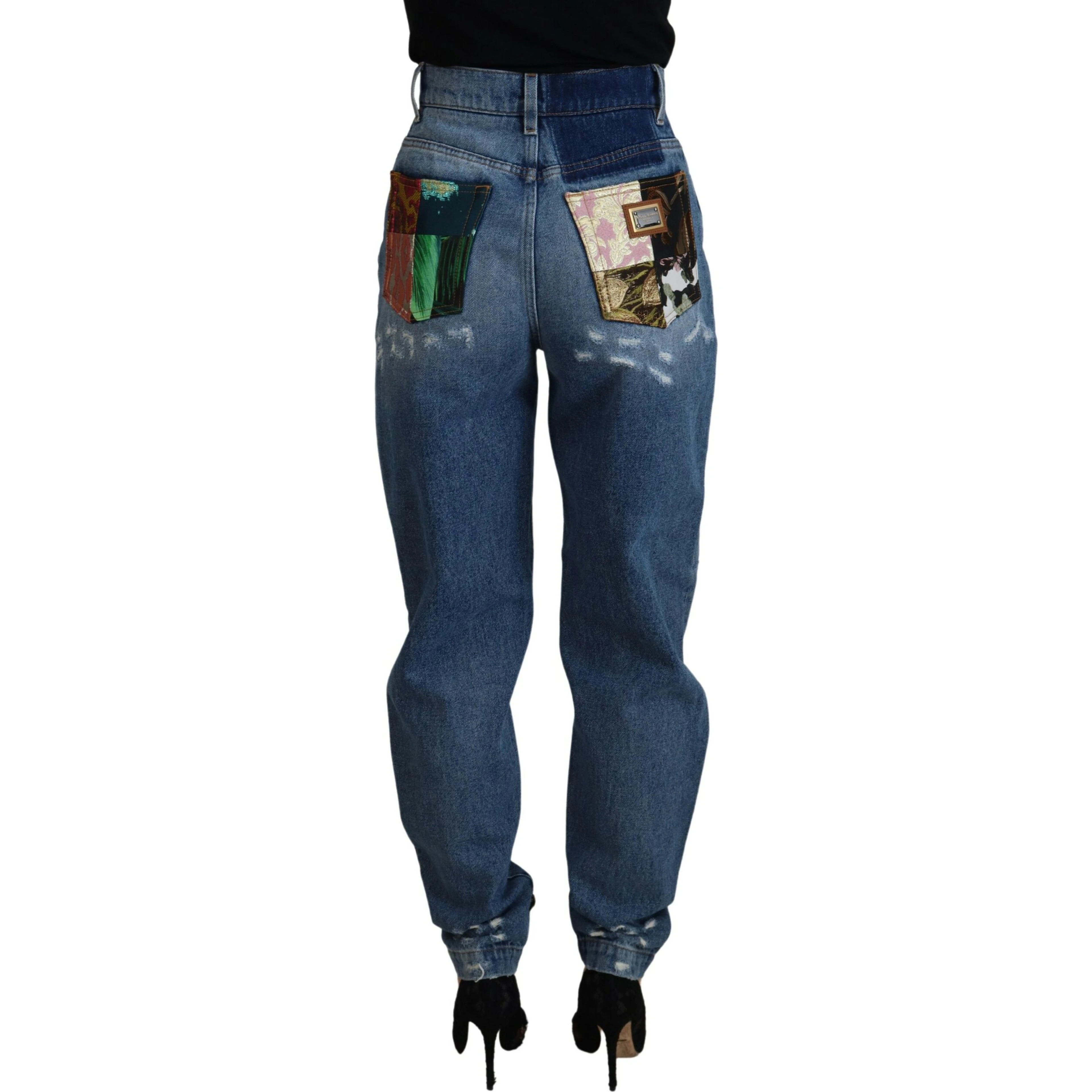 Blue Tattered Skinny Denim Cotton Jeans
