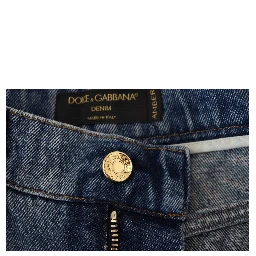 Blue Tattered Skinny Denim Cotton Jeans