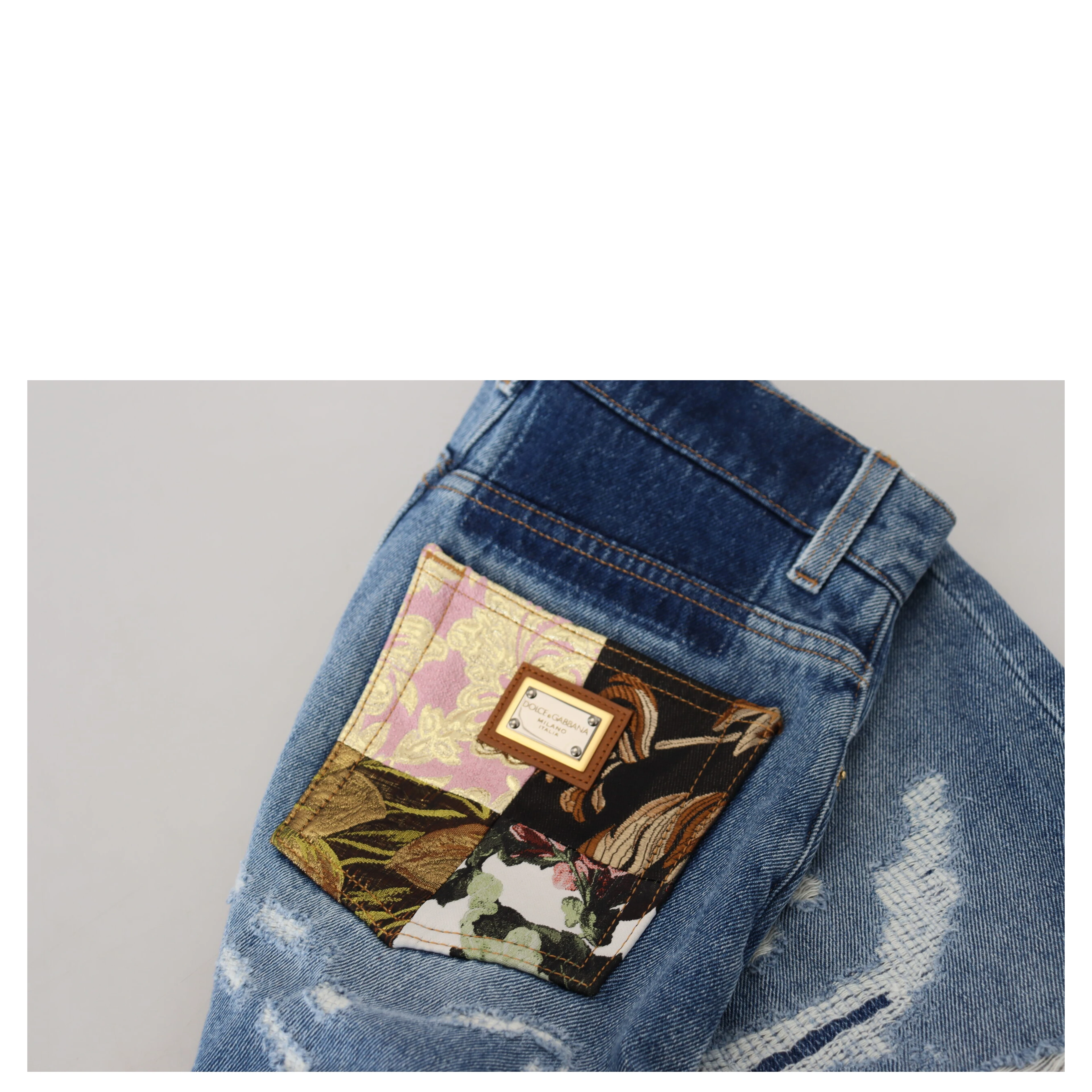 Blue Tattered Skinny Denim Cotton Jeans